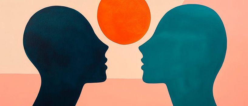 Les contours du visage dans un jeu de couleurs - Harmonie par Poster Art Shop