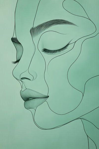 Minimalistischer Rest Feminine Silhouette in Grün von Eva Lee