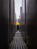 Parapluie arc-en-ciel au mémorial de l'Holocauste.