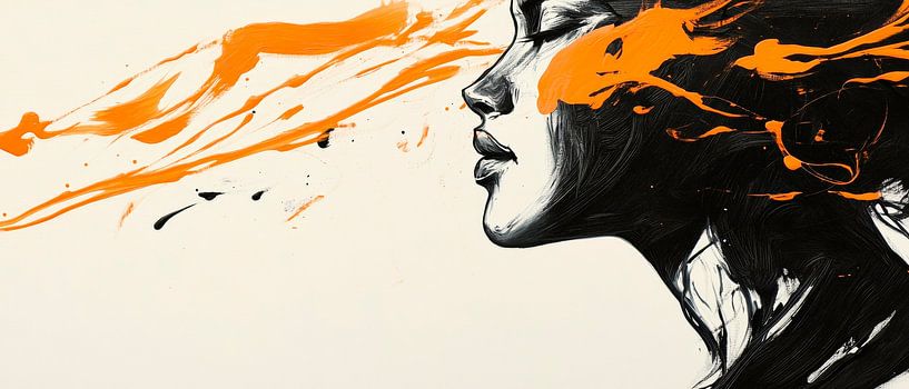 Künstlerisches Porträt mit Orangetönen von Poster Art Shop
