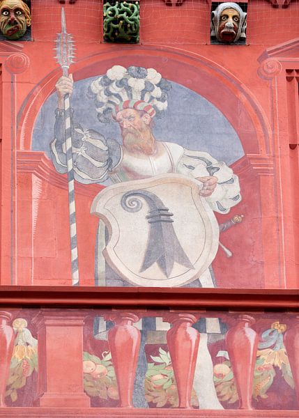 Fresco on Basel Town Hall in Switzerland by Joost Adriaanse