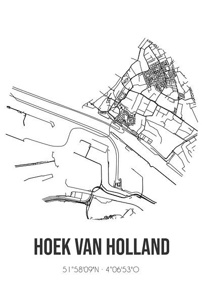 Hoek van Holland (Südholland) | Karte | Schwarz-Weiß von Ortsdrucke