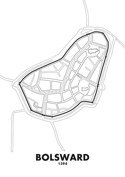 Plan de la ville de Bolsward 1594 par STADSKAART