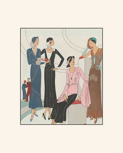 Amoureux du café | Café avec les copines | Impression historique de mode Art Déco | Publicité vintag par NOONY