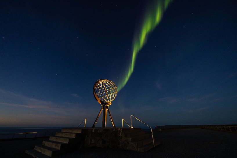 The Northern Lights over the North Cape. by Menno Schaefer