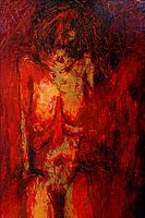 Verlorene Nackte in schmerzhaftem Rot gefangen