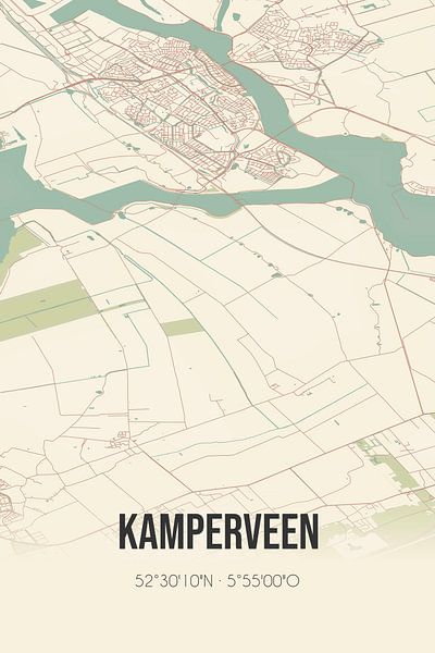 Vintage map of Kamperveen (Overijssel) by Prints of Place