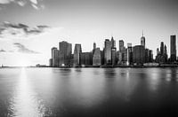 New York Skyline At Sunset Black White