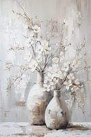 Delicate Blossom Branches in Rustic Earth tone Vases
