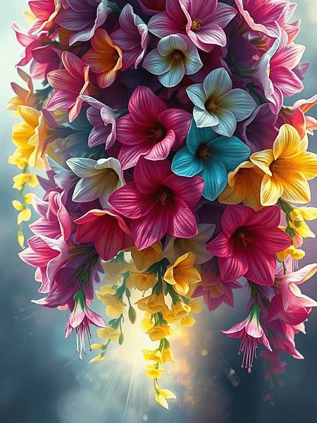 Lebendige Blumenkaskade: Eine Symphonie der Farben von Artistic