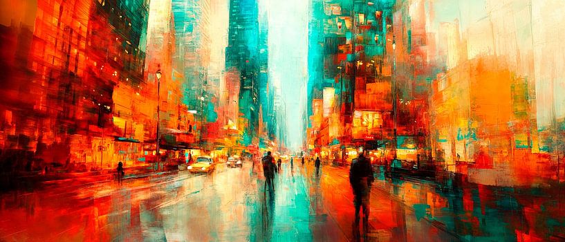 Vue nocturne de la ville futuriste par Poster Art Shop