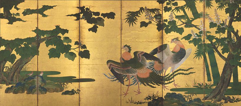 Tosa Mitsuyoshi - Peafowl and Phoenixes by 1000 Schilderijen