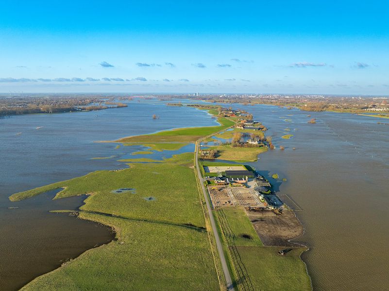IJssel river with overflowing floodplains near Hattem by Sjoerd van der Wal Photography