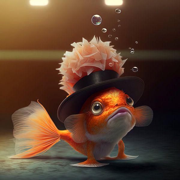 Goldfisch mit Hut. von Anne Loos