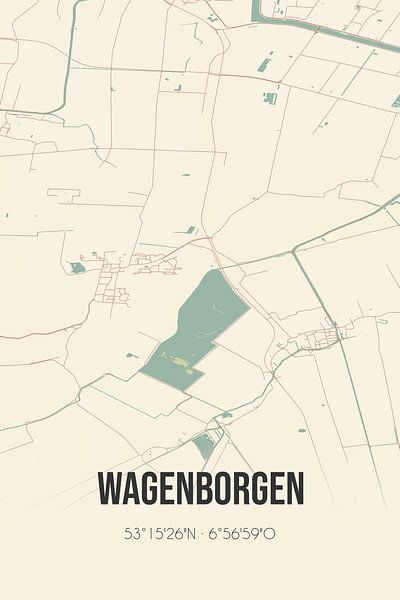 Vieille carte de Wagenborgen (Groningen) par Affiches de lieux