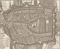Eine alte Karte von Leiden. Historischer Stadtplan von Leiden, Altes Leiden