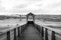 Pont avec de belles dunes. Photographie en noir et blanc