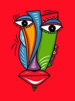 Abstract Face with Bold Colors
