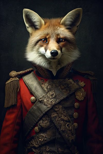 Renard en tenue militaire à l'ancienne par Wall Wonder