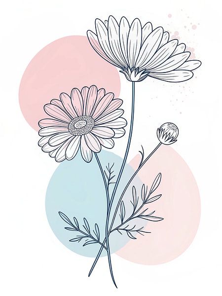 Ein Hauch von Gelassenheit - Zartes Gänseblümchen - Kunstdruck mit pastellfarbenen Blöcken von Artistic