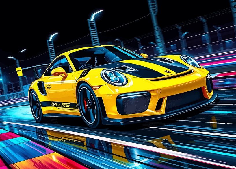 Porsche 911 GT3 RS Yellow and Black Stripes by MIROKKU