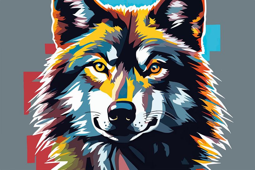 Wilde Majestät: Pop Art Grauer Wolf von SOTA ArtSign