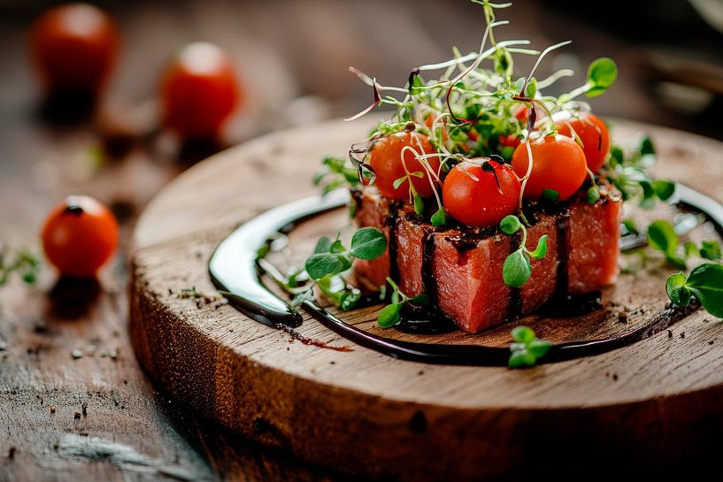 Frischer Salat-Turm mit Kirschtomaten von Poster Art Shop