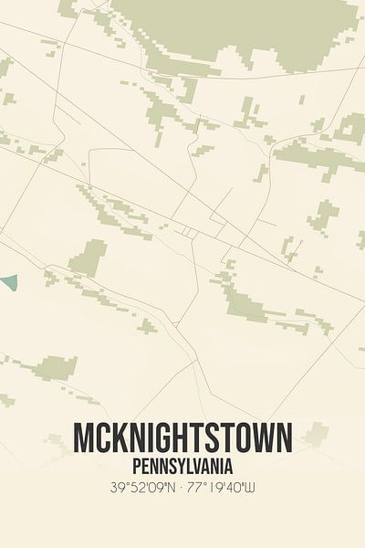 Carte ancienne de McKnightstown (Pennsylvanie), USA. par Affiches de lieux