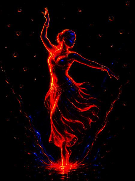 Danse du ventre néon Beauté dans le feu et l'eau par A.D. Digital ART