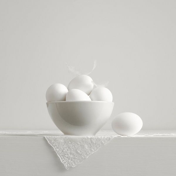 Still life with white eggs by Mariska Vereijken