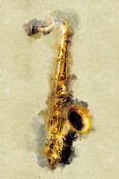 Vintage Golden Jazz Saxophone in Watercolor