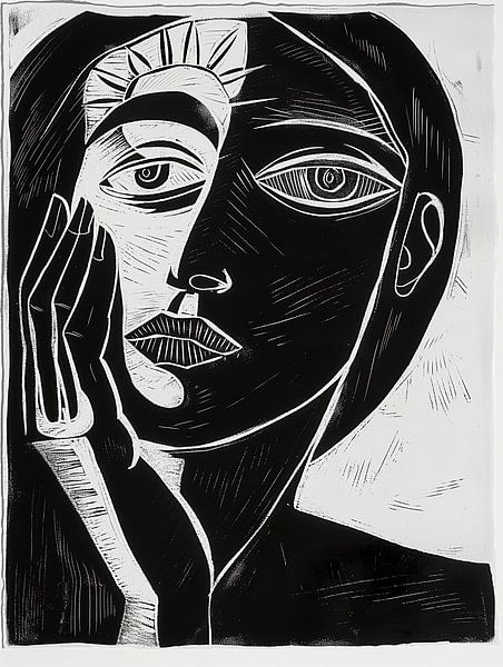 Kubistisches Portrait Tag- und Nacht-Frau von Frank Daske | Foto & Design