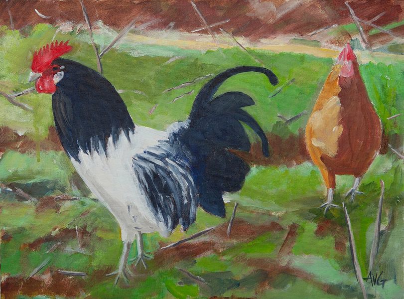 Chicken family by Antonie van Gelder Beeldend kunstenaar