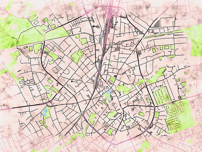 Carte de Neumünster centrum avec le style 'Soothing Spring' par Maporia