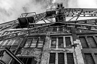 winding tower in black and white