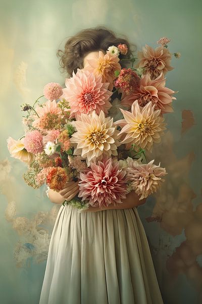 Dahlien in Vintage-Grün von annika persson