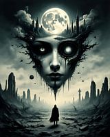 Schwarze Traumwelt Poster – Mystisches Fantasy Portrait im Mondlicht