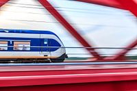 Train crossing the Ijsselbrug in Zwolle