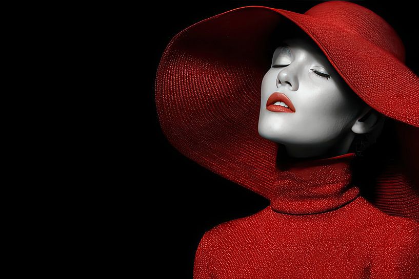 femme noir et blanc avec des accents rouges par Egon Zitter