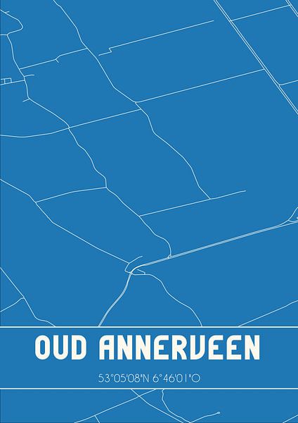 Plan d'ensemble | Carte | Oud Annerveen (Drenthe) par Affiches de lieux