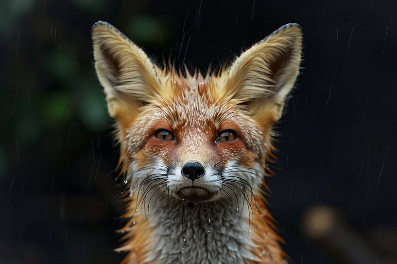 Renard roux sous la pluie par Art & Soul Creations
