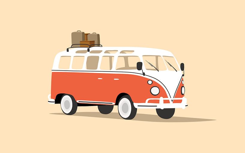 Red volkswagen van with suitcases by Studio Miloa