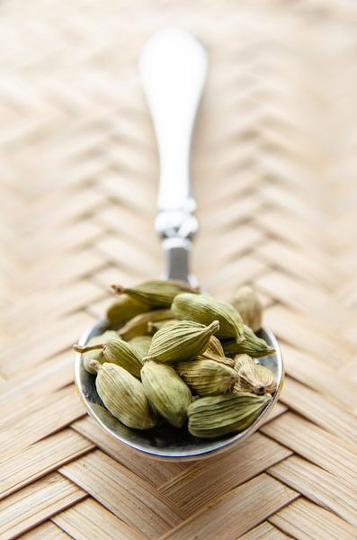 Kardamom auf einem Silberlöffel von RB-Photography