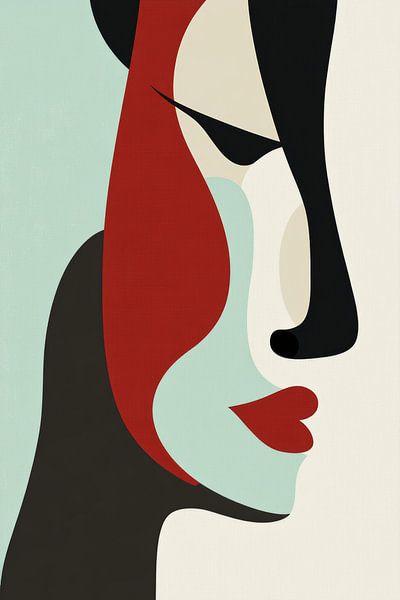 Female portrait in Stylised Shapes and Contrast Colours by Eva Lee