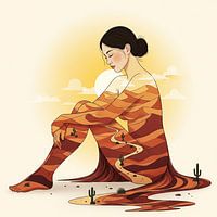 Woman embracing desert landscape and inner peace