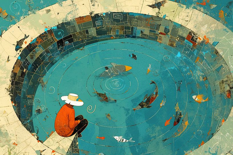 Seerosen-Kunst | Orbital Fishbowl von ARTEO Gemälde