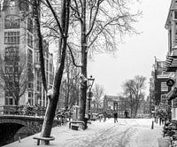 Leliegracht in Amsterdam in the snow and without cars