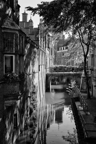 Die Utrechter Kromme Nieuwegracht in schwarz-weiß (26. Juni 2024) von André Blom Fotografie Utrecht