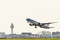 KLM Boeing 777 take off from Schiphol Airport