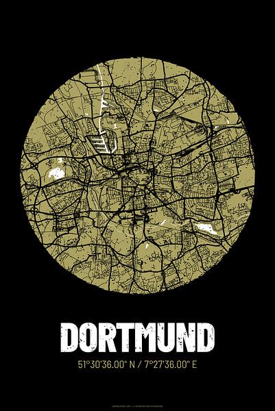 Dortmund - Conception du plan de la ville Plan de la ville (Grunge) par ViaMapia